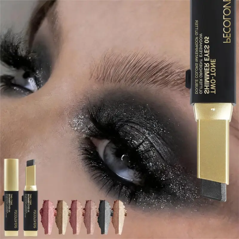 1PC 2-in-1 Metallic Eye Shadow Stick, Eye Crayon, Eyeshadow Pencil Crayon, Glitter Duochrome Eyeshadow, Dual-Color Highlight, Waterproof, Long-Lasting, Multi-Tone, Glitter Shimmer Eyeshadow, Makeup for Music Festivals, Ideal Valentine's Day Gift