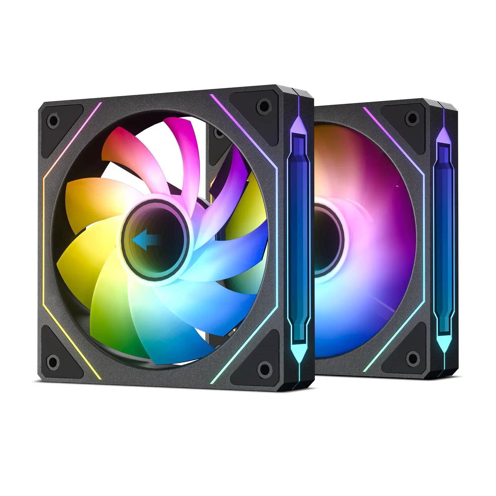 DARKROCK R120-2 ARGB Reverse Fan 2-Pack - 120mm Black with Infinite Mirror Design, PWM Control & Hydraulic Bearing
