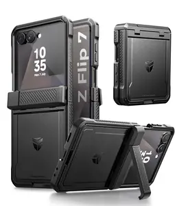 Dexnor for Samsung Galaxy Z Flip 7 Case with Dual Kickstands & Auto-Close Hinge Protection & Screen Protector, Full-Body Rugged Shockproof Protective Cover Bumper Cases for Galaxy Z Flip 7
