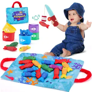 Wise Playful Littles Toddler Fishing Set Montessori-Inspired Fishing Game with 22 Pcs for 1 Year Old Boys Girls Number Counting Color Sorting Learning Educational Gift 12-18 Months Holiday Christmas Birthday Gift Easter Basket Stuffers Ideas