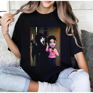 Ghostface Graphic Funny T-shirt, Vintage Y2K 90s Tshirt, Ghost Face X Bratz Halloween Shirt, Spooky Season Halloween, Gift For Her, Him, Tops Menswear Cotton