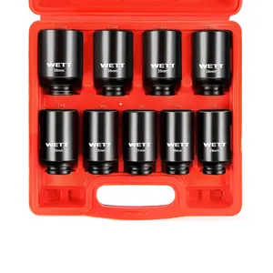 1/2-Inch Drive SAE Extra Deep Socket Combination Tool Set (9-Piece) – Impact-Compatible Mechanic Specialty Tools with 29-38mm Large Sockets & Standard Adapter for Impact Wrenches