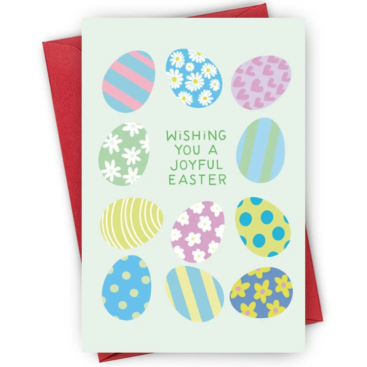 Cartoon Easter Egg & Bunny Elements Greeting Card, 1 Count Colorful Easter Greeting Card with Envelope, Creative Gift for Friends & Family