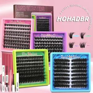 4 Styles Lash Clusters Kit, Volume/ Mega/ Full/  Fluffy Ultra Eyelash Clusters Extensions with Everything You Need for Beginners and Proficient, DIY at Home Easily