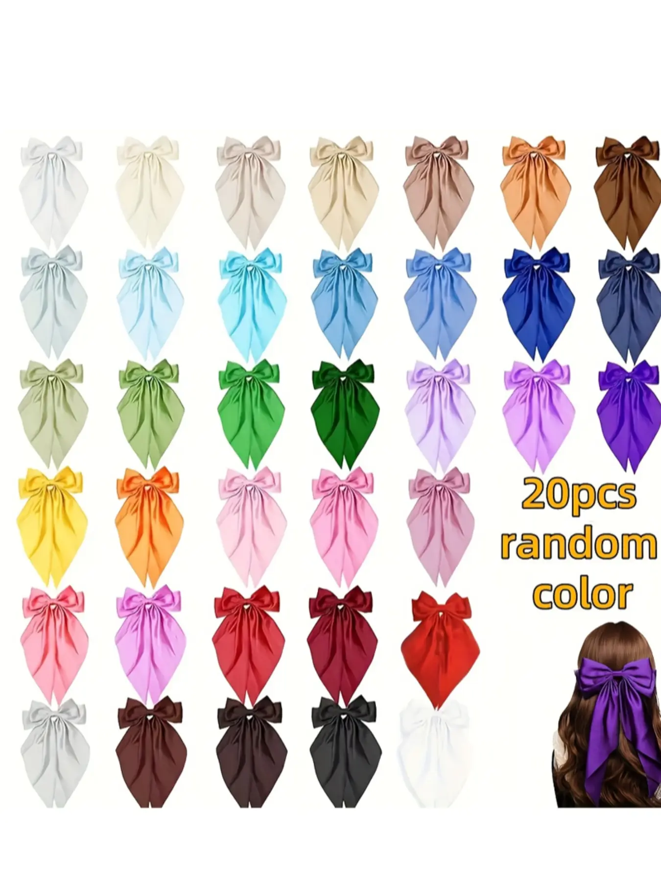 Vintage Big Bow Hairpins Set, 20 Pcs Metal Hair Accessory, Multi-Color Design, Ideal for Party & Everyday Wear, Stylish Hair Clips, Super Cute Clips