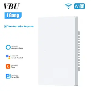WIFI Smart Wall Light Switch Voice Control Works with Alexa, Google Asstiant,Tuya/Smart Life App Control,Scheduling&Away Mode, AC100-240V ~ 50/60Hz,Neutral Wire Required,2.4 GHz Wi-Fi Home