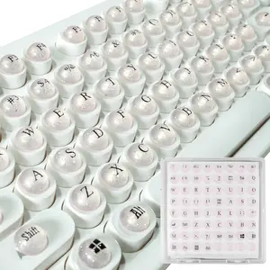 Full Size Keyboard Key Raiser for Long Nails Typing and Gaming, 128 Self-Stick Silicone Keys, Half Sphere Design, Fits Keyboard and Laptop, Silicone Raised Keyboard