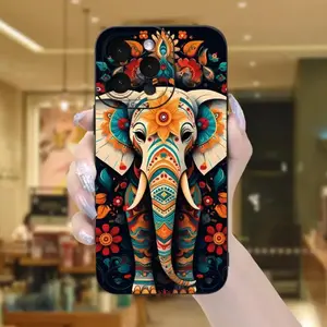 Elephant & Flower Pattern Phone Case, Decorative Phone Protective Cover, Shockproof Phone Cases, Phone Accessory Compatible with iPhone 7 X 11 12 13 14 15 Pro Max