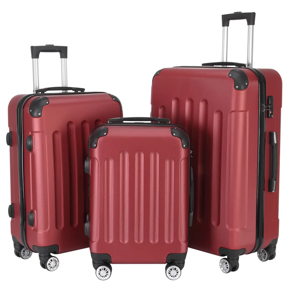 3-Piece ABS Plastic Luggage Set, Lightweight Durable Hardshell Suitcases for Travel with Spinner Wheels & TSA Lock, 20/24/28-Inch Carry-On & Checked Sizes, Lightweight Durable Luggage, Luggagesets, Travel Bundle