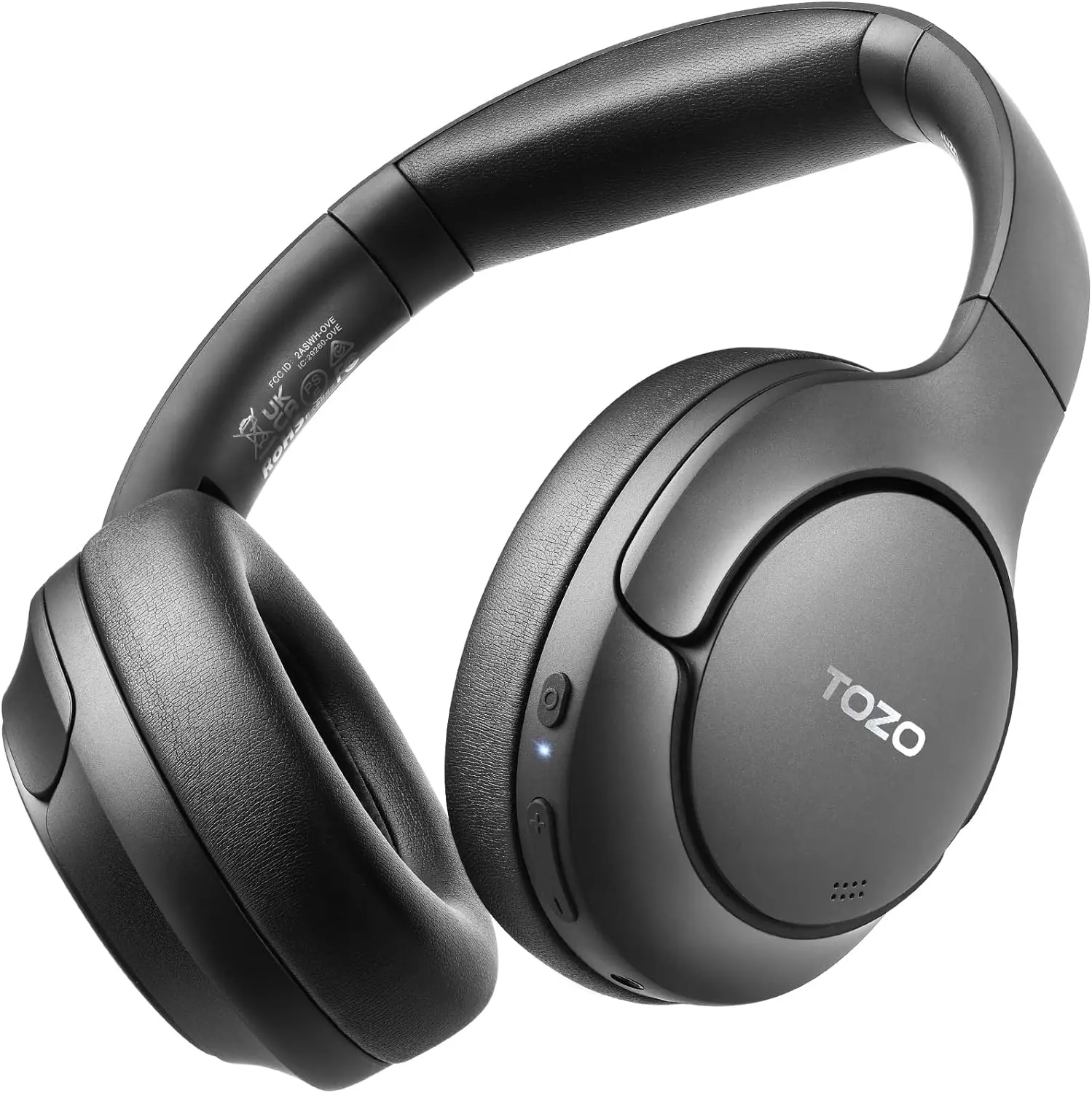 TOZO HT2 Hybrid Active Noise Cancelling Headphones, Wireless Over Ear Bluetooth Headphones Electronic Audio Headset Earbud noisecancellingheadphones gym traveling  Mother's Day Gift  tiktokshopcreatorpicks   Black