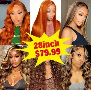 [$79=28 Inch human hair wig] 28 Inch GluelessLace Front Wigs Human Hair Pre Plucked 13x4 HD LaceFrontal Wigs Brazilian Human Hair 180 Density GluelessHuman Hair Wig with Baby Hair Wig