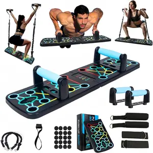 Push-up board, portable and foldable with resistance bands, home gym push-up bars, floor push-up handles. Professional strength training equipment for men and women, fitness accessories, full-body workout at home, Push Up Stand