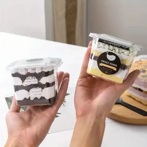 Clear Plastic Layered Cake Box, Premium Cake Box, 50pcs Versatile Dessert Bento Container for Tofu, Fruit & Mousse, Durable Material for Shop Use, Bakeware