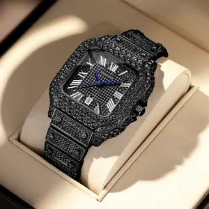 Men's 42mm Luxury Rose Gold Waterproof Iced Out Watch - Diamond-Look Hip Hop Fashion Wristwatch, Premium Statement Piece, Affordable Men's Accessories for Street, Business, Fashion Accessories