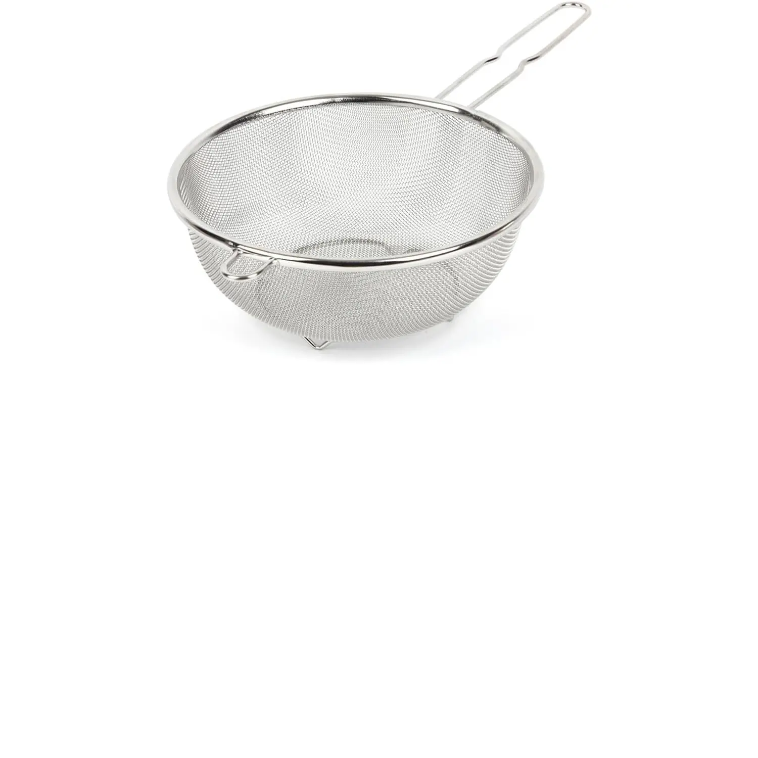 Sturdy Stainless Steel Standing Mesh Strainer Basket with Handle, Metal Fine Mesh Deep Colander Utensils, Multipurpose Food Sieve with Draining Scoop for Noodles, Fruits, Frying, Kitchen
