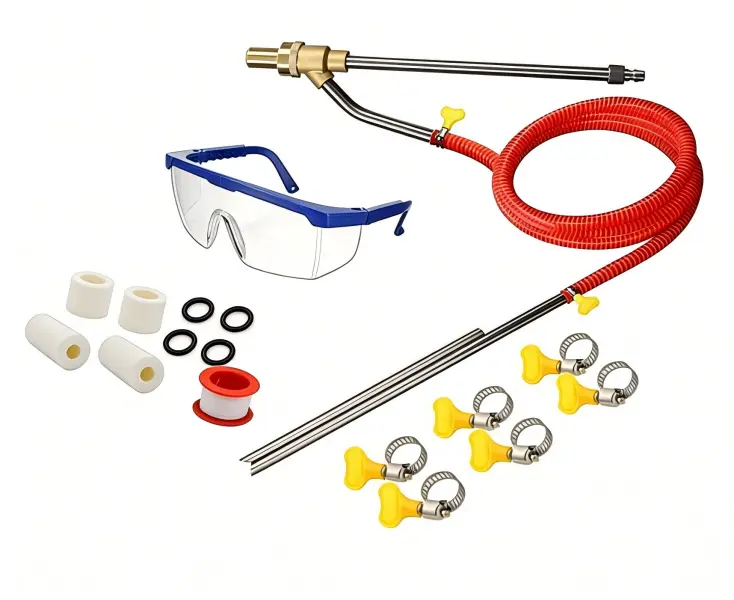 5000 PSI Pressure Washer Sandblasting Kit - Corrosion-Proof Brass Wand Full Set, Wet Abrasive Attachment for Concrete, Rust Removal, Surface Cleaning