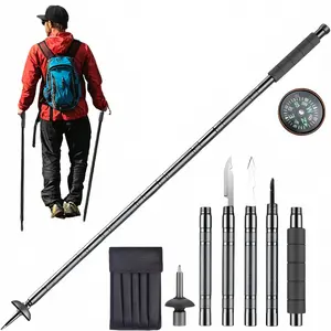 Hiking Tactical Stick Walking Staff,Portable Walking Sticks Trekking Poles Outdoor Multitool Camping Gear for Men Women