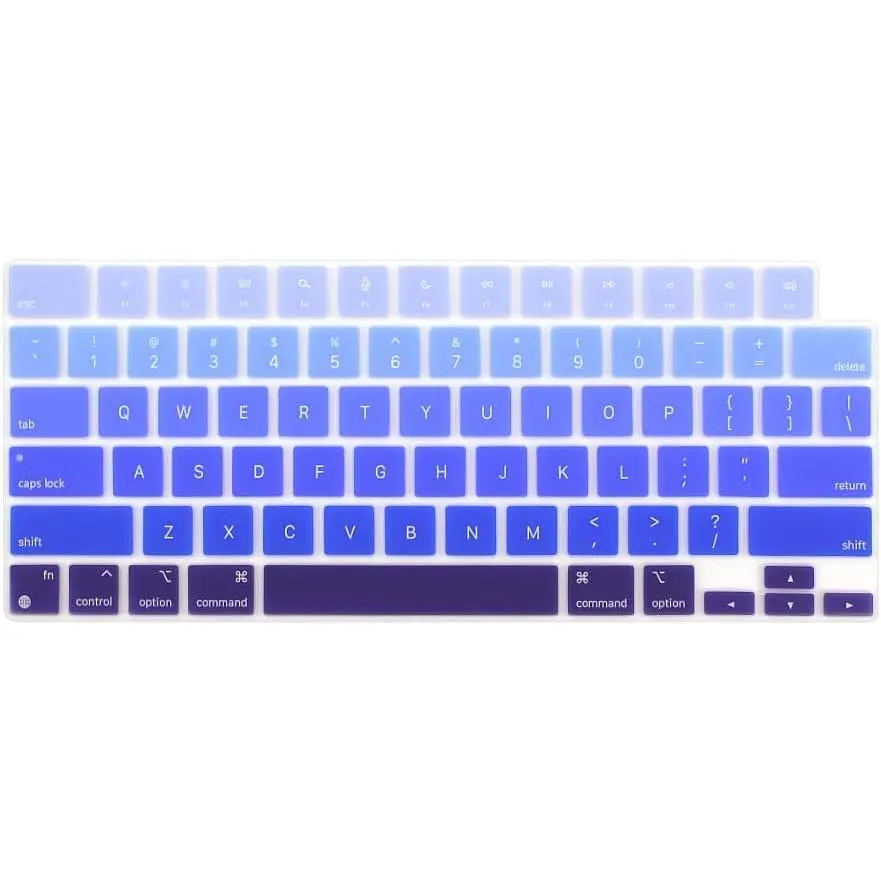 Ombre Blue Non-Adhesive Silicone Keyboard Cover & Skin, Backlight-Compatible Laptop Accessory for 2022-2025 MacBook Air 13.6in/15.3in (M4/M3/M2 Chip) US Layout, Easy Access to Keys, Keyboard Skin