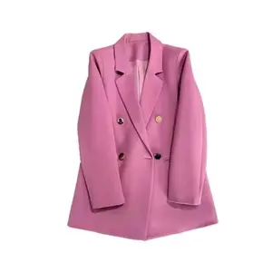 Womens Blazer matching chiffon three quarter sleeve solid color jacket  Suit Womenswear