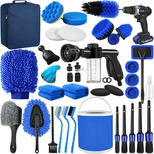 41 count  Detailing Kit,  Detailing Brush Set,  Wash Cleaning Kit,  Detailing Brushes, Professional  Care Kit for Interior Exterior Wheels, Blue