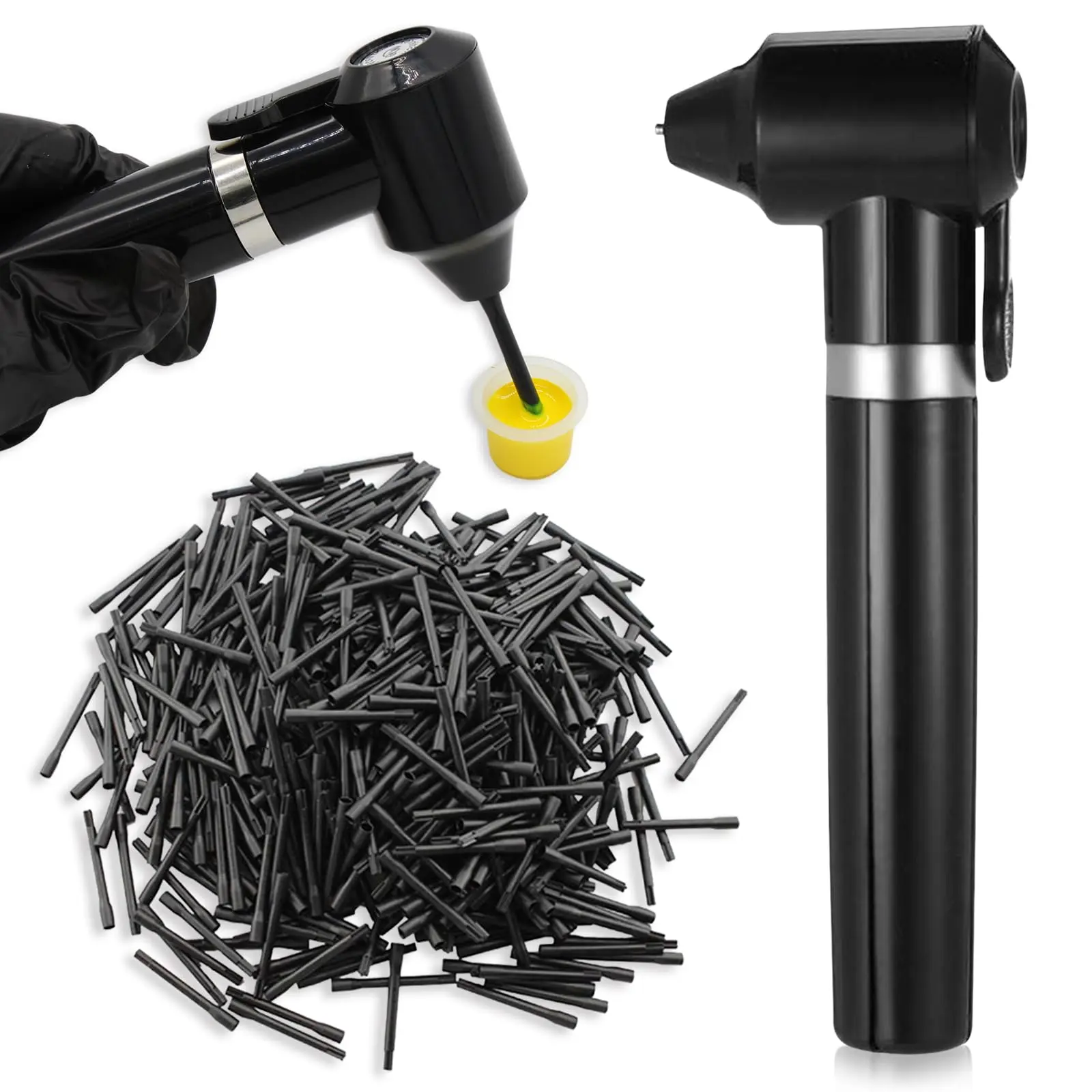 Ink Mixer Machine Set -  Pigment With 50pcs Mixing Sticks Black Color Electric Agitator For Permanent Makeup Eyebrow Microblading Supplies