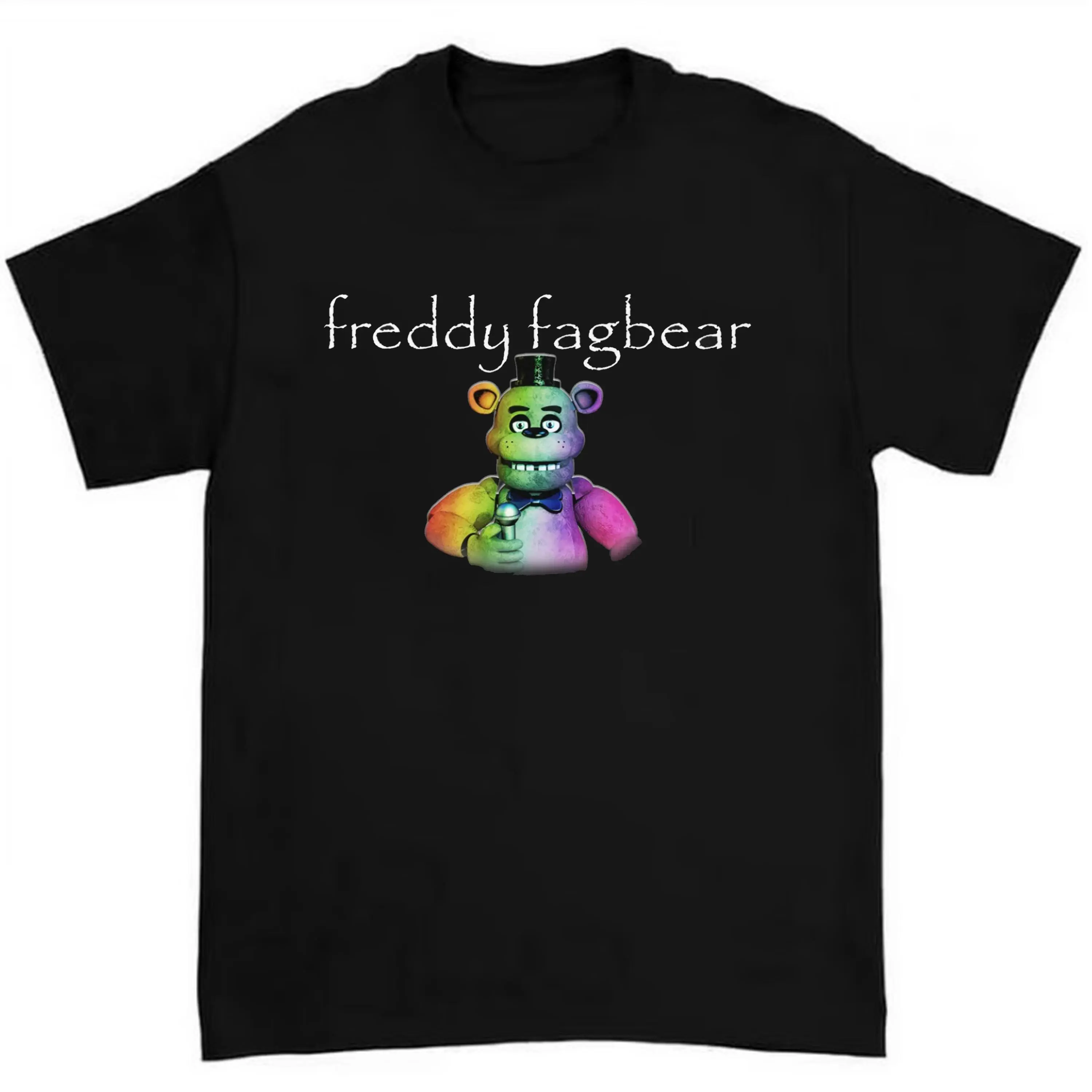 Women's Freddy Fazbear Cotton Casual Round Neck Short-Sleeve T-Shirt - Funny FNAF Meme Streetwear for Enthusiasts, Casual Everyday Wear, Geometric, Foldable, 2XL, 3XL, Pure Cotton, Relaxed Fit, Customizable