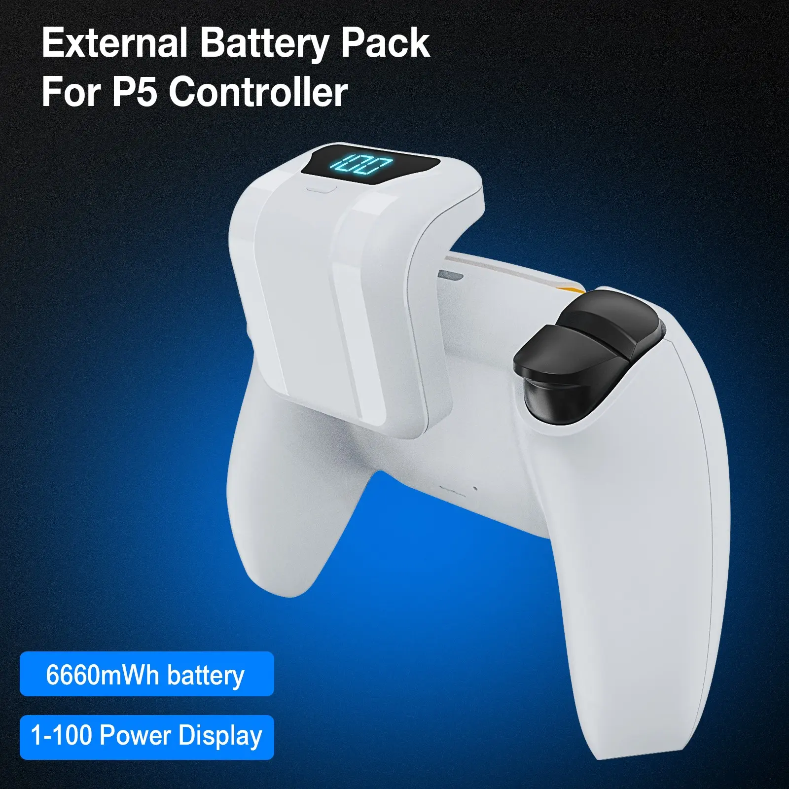 Rechargeable Battery Pack for PS5 Controller, LED Display, 6660mWh Fast Charge, PlayStation 5 DualSense Battery, Play While Charging Kit, Gaming Accessories, Gaming Products, Controller Charger