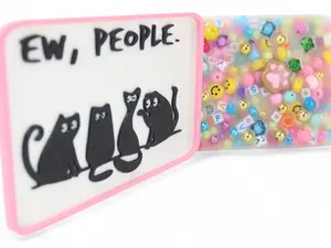 Ew People Cats Pick Party Pad & Tray - Stress-Free Fidget Toy with Beads & Texture Pieces for Skin-Friendly Fun