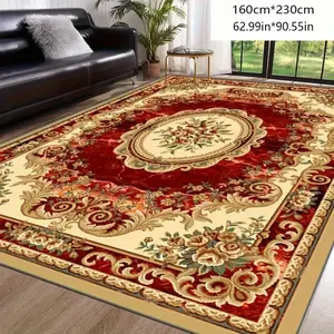 One Piece of Red Imitation Cashmere Rug That Is Anti-Slip And Washable, Suitable for Home Decoration in The Living Room, Bedroom, Dining Area, for home Office, Basement, And Outdoor Camping
