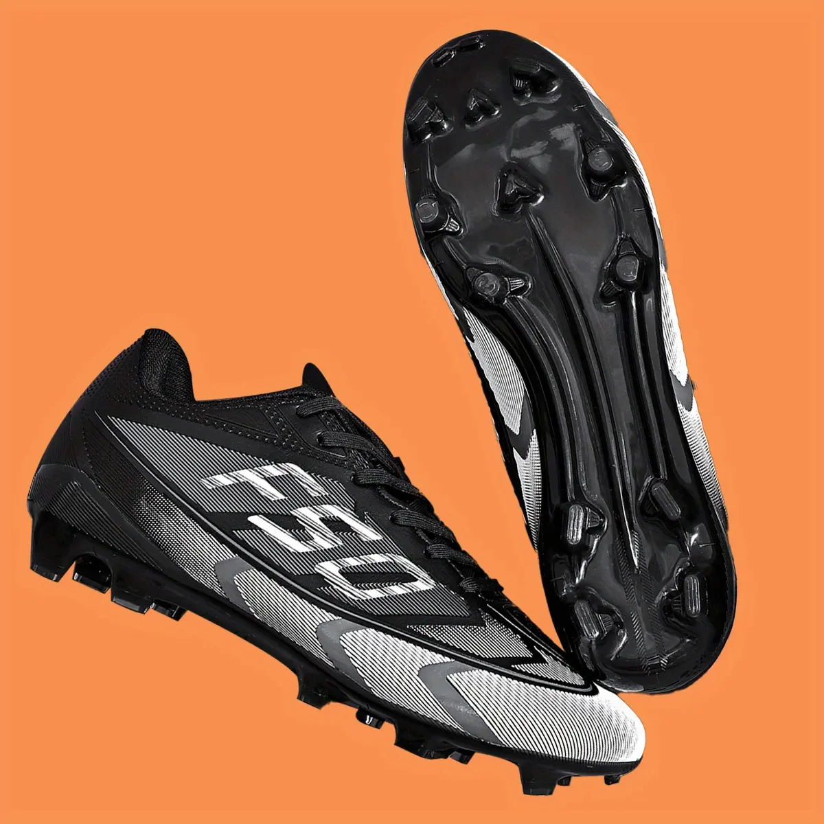 Unisex Soccer Cleats - Football Boots with Anti-Slip AG Studs, Breathable Striped Design, Lightweight for Outdoor Turf Training and Matches, Sports Footwear Accessories
