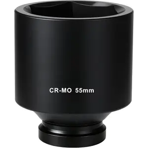 TurstAid 3/4 Inch Drive  Socket 55mm, Heavy Duty Cr-Mo Deep  Sockt, 6-Point Design, Metric