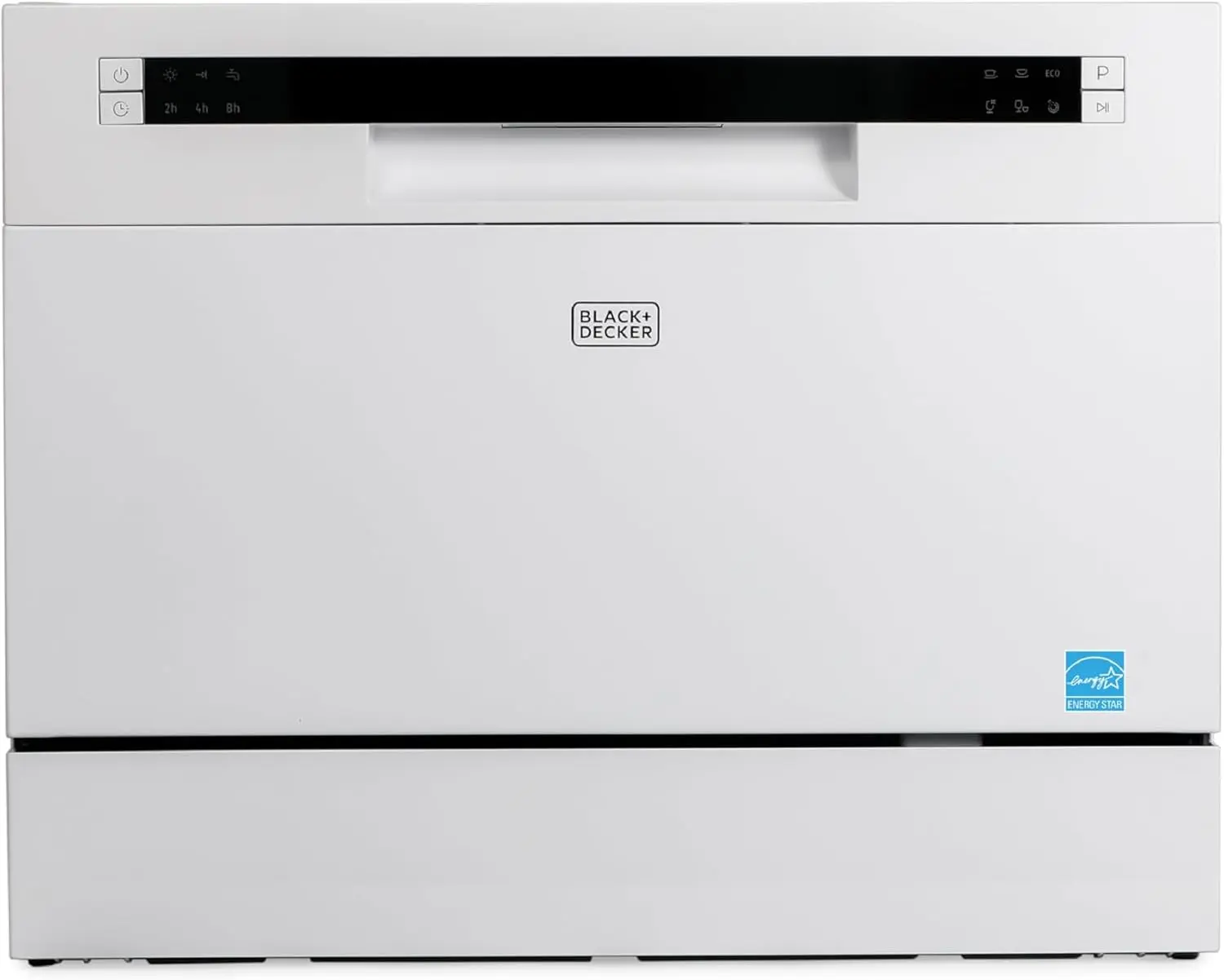 BLACK+DECKER Countertop Dishwasher, Counter Dishwasher with 6 Wash Programs, 6-Place Setting Capacity, Stainless Steel Interior, ENERGY STAR Certified, BCD6SD, White