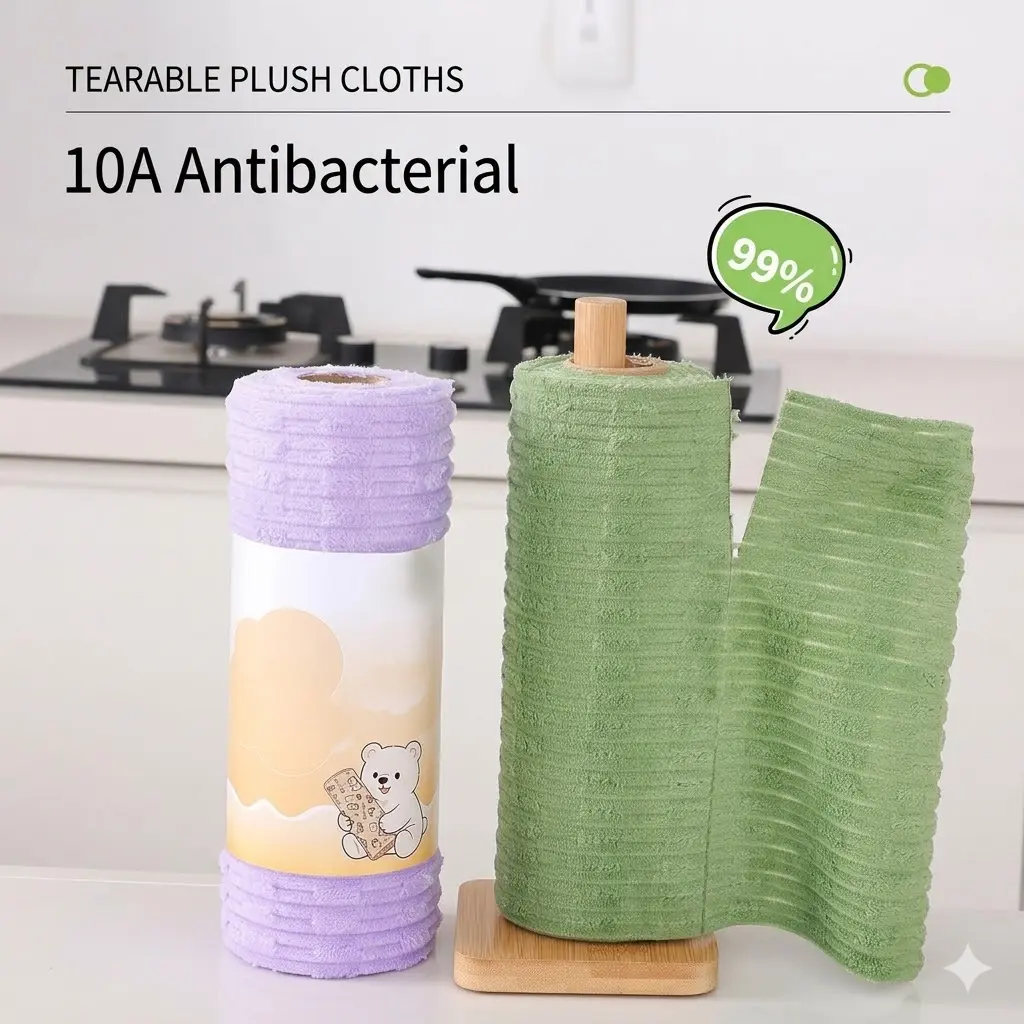 20 pieces Tearable Plush Cloths, high absorbency, easy to tear into separate pieces, for cleaning glassware, cooktop, cabinet and tableware in daily kitchen use
