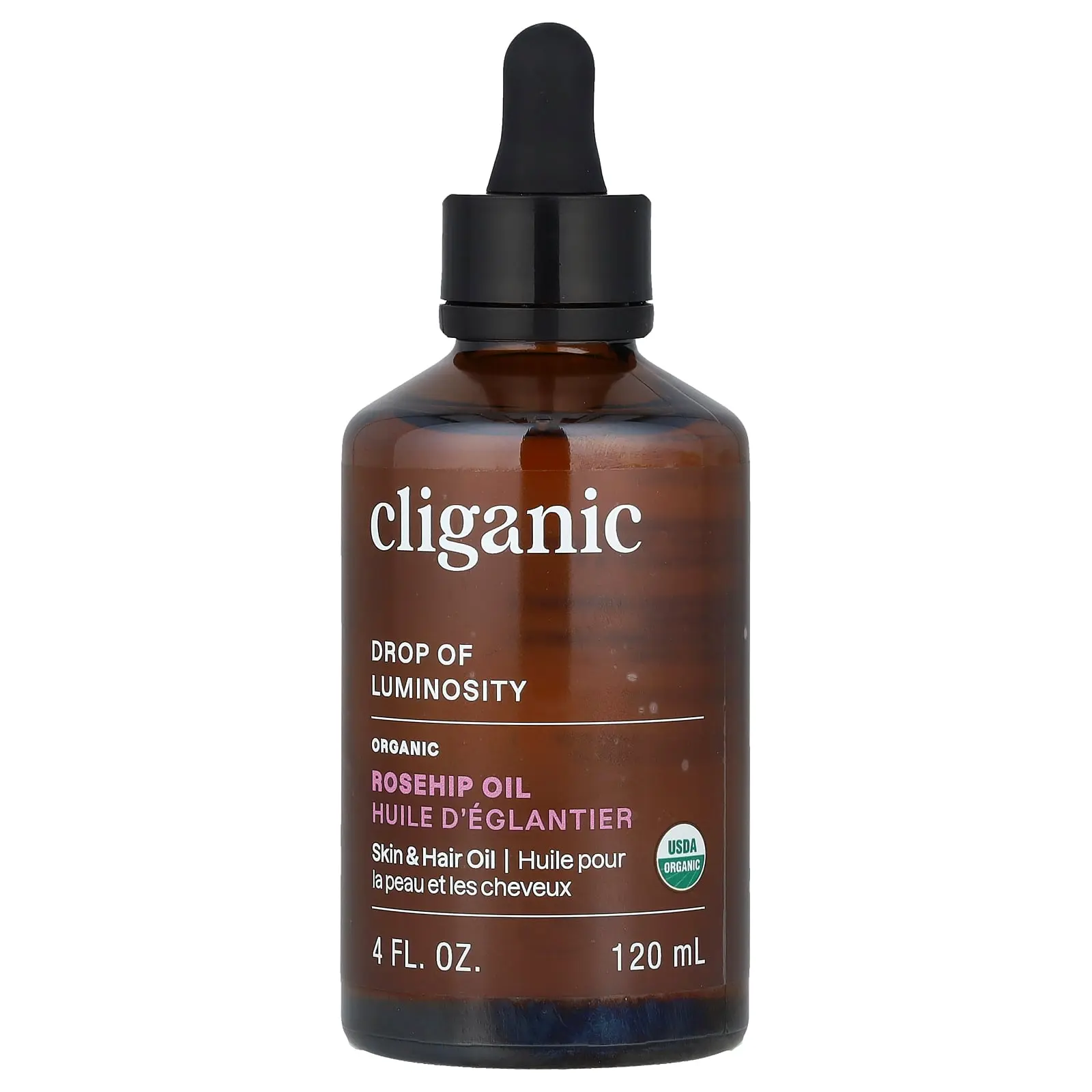 Cliganic Drop of Luminosity™, Organic Rosehip Oil, 4 fl oz (120 ml)