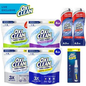 OxiClean LIVE Try It All Laundry Bundle with 4lb Variety Pack of Triple Action Laundry Powder + Max Force Gel Stick, White Revive, Odor Blasters, Versatile Stain Remover
