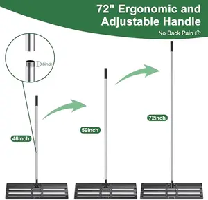 30x10 inch Lawn Leveling Rake, Yumatum 72" Effort Saving Lawn Leveler Tool, Stainless Steel Handle Lawn Leveler for Golf Course