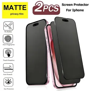 2-Pack Matte Privacy Screen Protectors for iPhone 17 Pro Max/16/15 /14/13/12/11/ Plus/16E/Xs Max/Fingerprint Resistant, No Bubbles, Easy Application, Frosted Anti Spy Soft Film, Privacy Shield Matte End Protecto