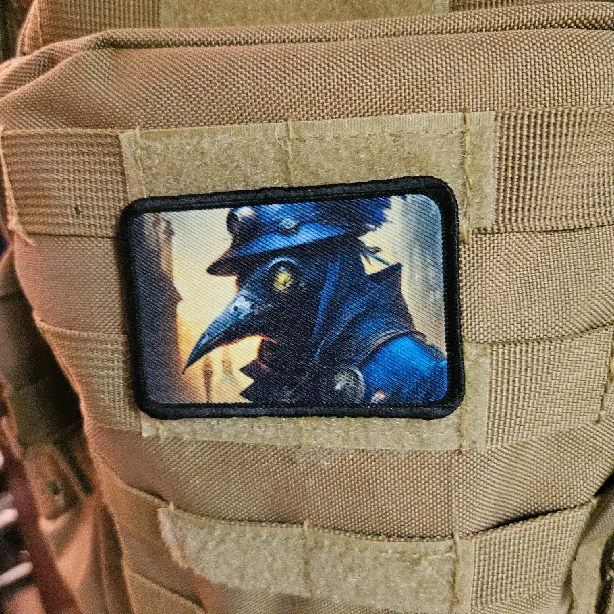 Steampunk plague doctor goth artistic 2"x3" morale patch with hook and loop backing