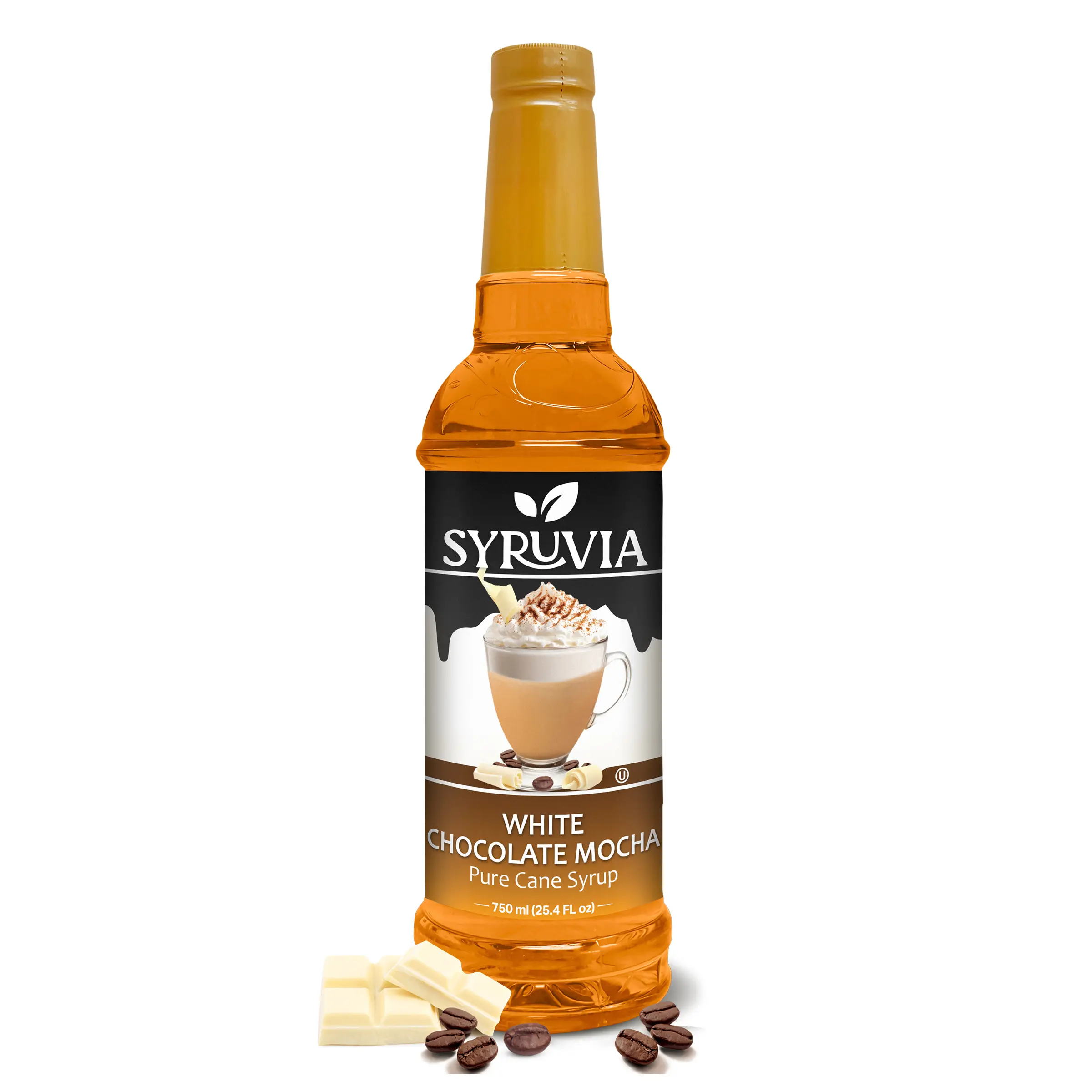 Syruvia White Chocolate Mocha Syrup For Coffee 25.4 Ounces, White Chocolate Mocha Flavoring For Coffee