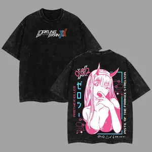 [COLLECTION] Zero Two Anime T-Shirt Darling in the Franxx Graphic Tee Oversized Streetwear Shirt Aesthetic Waifu Top Pink Hair Girl Otaku Merch Gift for Anime Fans