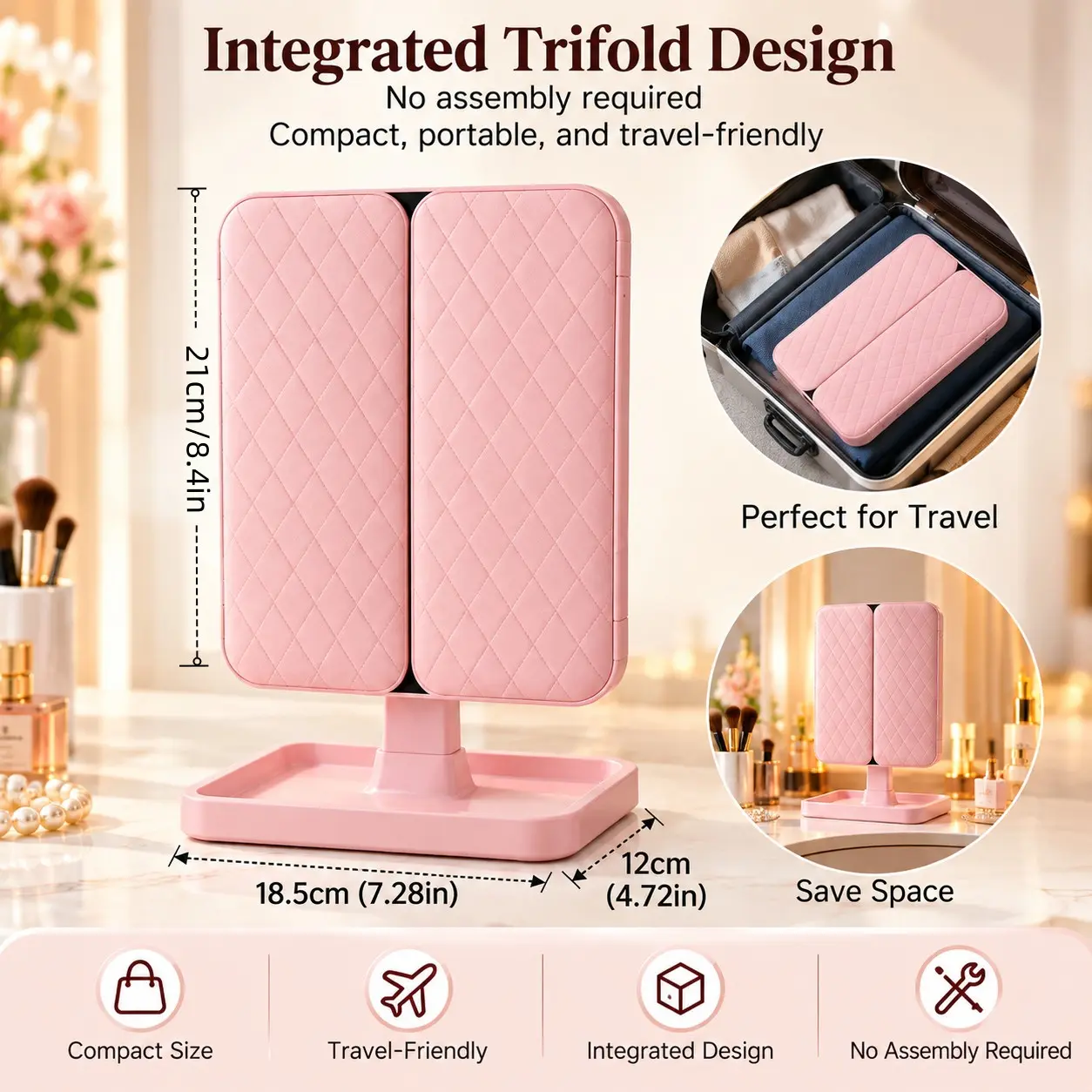 Makeup Mirror Vanity Mirror with Lights, 1X 2X 3X Magnification, 3000mAh,156 LEDs,3-Color Lights, HD View for Skincare,Dorm Essential,Birthday Gifts for Mom,Women,Wife,Girls