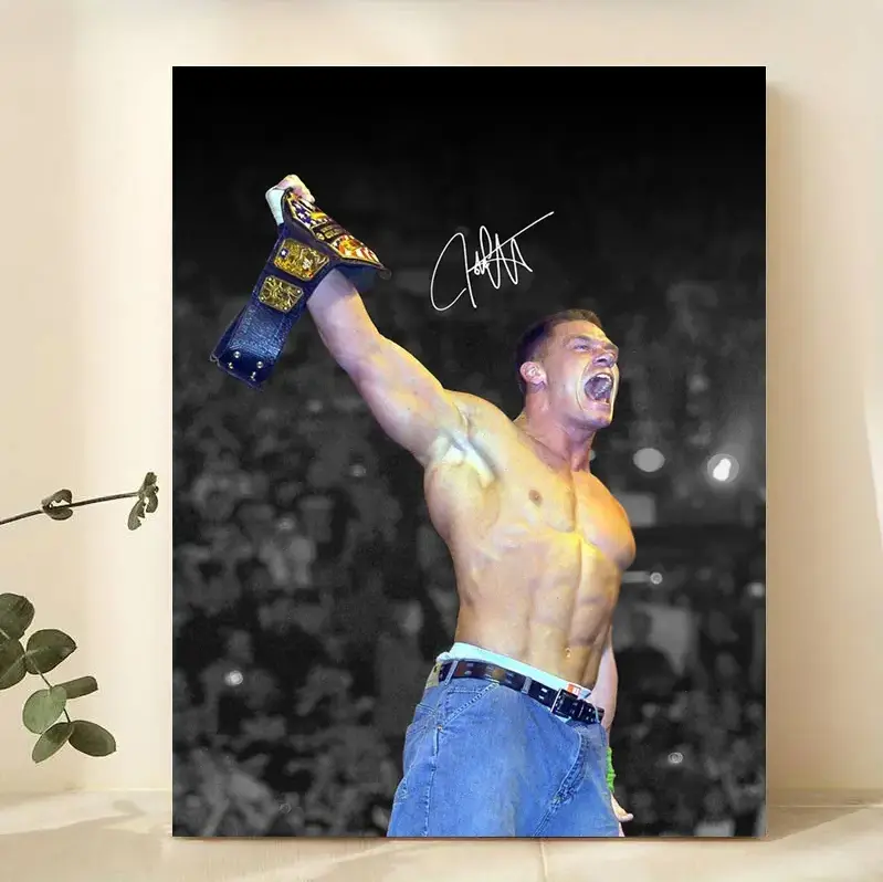 [Up to 65% Off][Free Shipping][No Frame] John Cena Holding the Championship Belt, gift for wrestling culture enthusiasts, gift for bedroom, living room, mural, Wall Art, wall decoration, Athlete Wall Decor