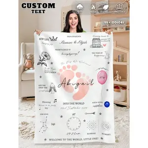 Personalized Flannel Baby Blanket - Custom Name & Text Newborn Gift, Soft Cozy Throw Blankets