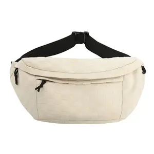 【Local Delivery】Maxoner Unisex Slouchy Sling Bag, Large Fanny Pack with Multiple Compartments, Canvas Chest Purse Crossbody Bag, Adjustable Strap, Large Capacity Handbag
