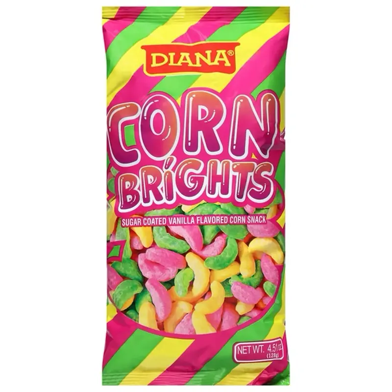 3 CORN BRIGHTS, SUGAR COATED VANILLA FLAVORED CORN SNACK DIANA 128 g, FROM GUATEMALA