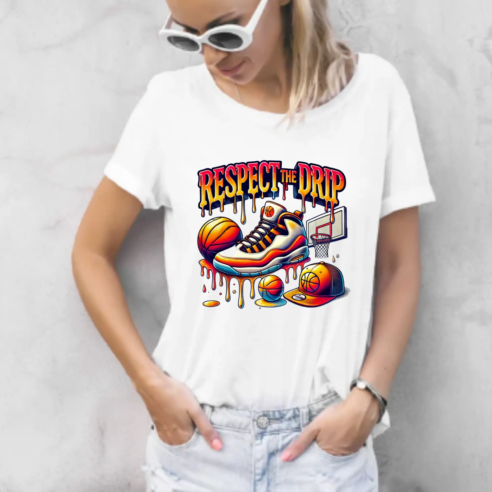 "Respect The Drip" Basketball Sports Direct-To-Film (DTF) Ready-To-Press Print Transfer, DIY T-Shirt Craft Supply for Specialty DIY Projects