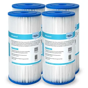 Membrane Solutions 5 20 50 Micron Pleated Water Filter Home 10"x4.5" Whole House Heavy Duty Sediment Replacement Cartridge Compatible (4 pack)