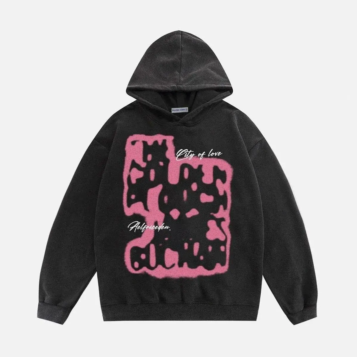 Aelfric Eden Mens Oversized Graphic Hoodies Abstraction Print Washed Hoodie Sweatshirt Unisex Hooded Pullover Tops
