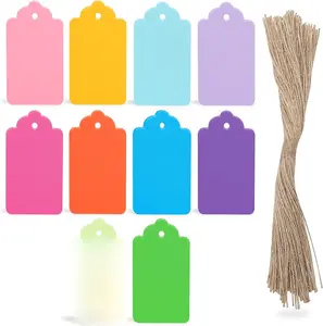 100 PCS Gift Tags with String Attached, 1.7x2.8 inch Colored Gift Tags for Presents DIY Crafts Clothes Holiday Wedding Party Favors