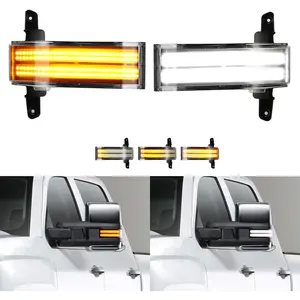ROCCS Amber Sequential Turn Signal Lights Switchback Full LED Side Tow Mirror Marker Light ,White Side Mirror Marker Turn Signals  Lights fit for 2014-2019 Chevy Silverado GMC Sierra 1500 2500HD 3500HD Pickup Truck Towing Mirror OEM ONLY